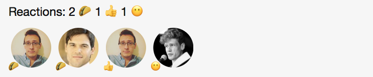 Screenshot of reactions example